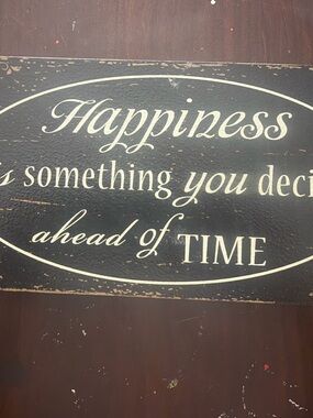 Hobby Lobby Black and Cream "Happiness" Wall Sign